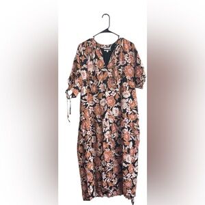 Bohme Black, Pink  and clay Floral Midi Dress